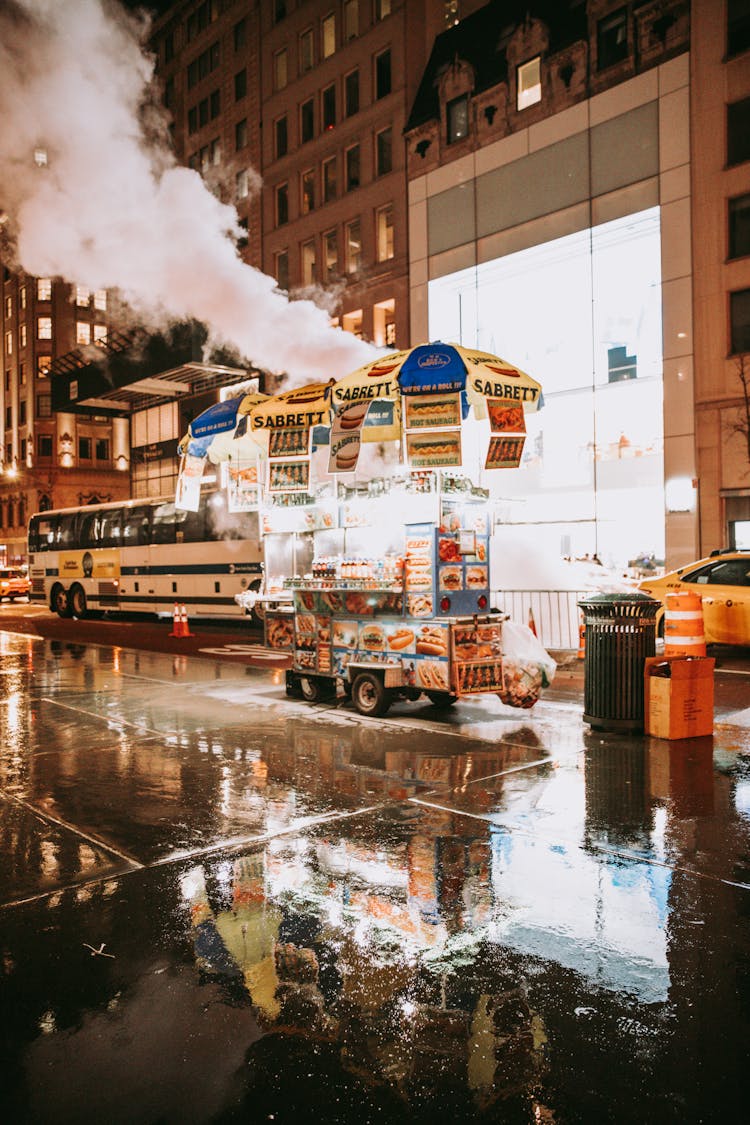 Hot Dog Stand In Smoke