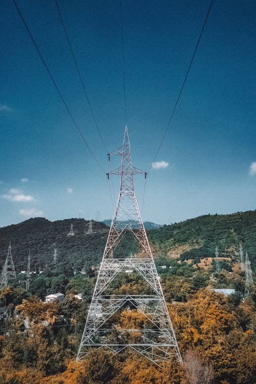 Transmission Towers on Mountain Area