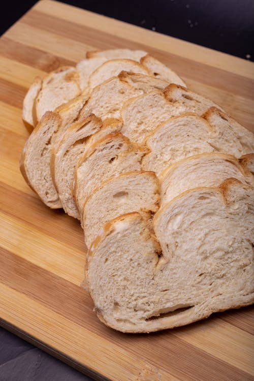 Close-up of Bread on Wooden Chopping Board