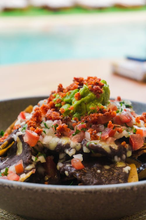 Close-up of a Bowl with Mexican Food 