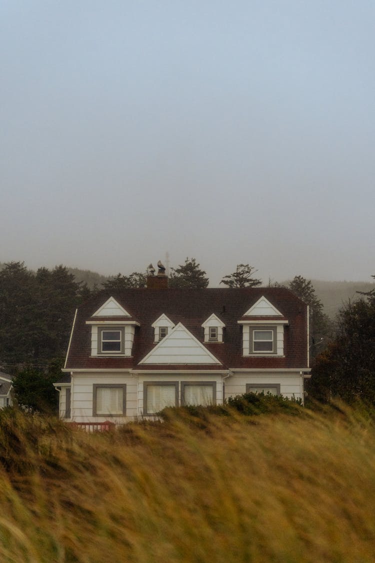 House In Fields At Dusk