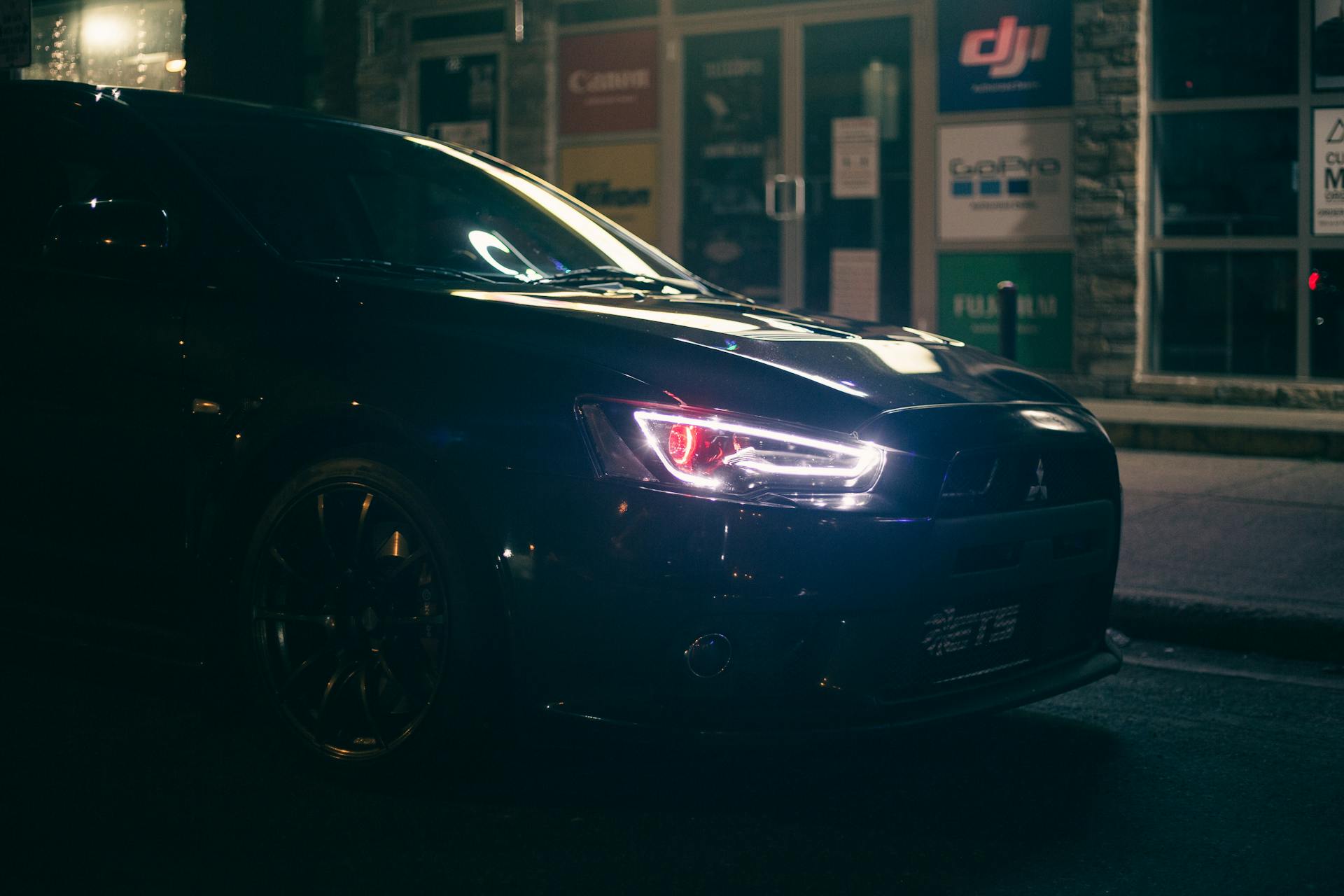 A Close-Up Shot of a Mitsubishi Lancer Evolution