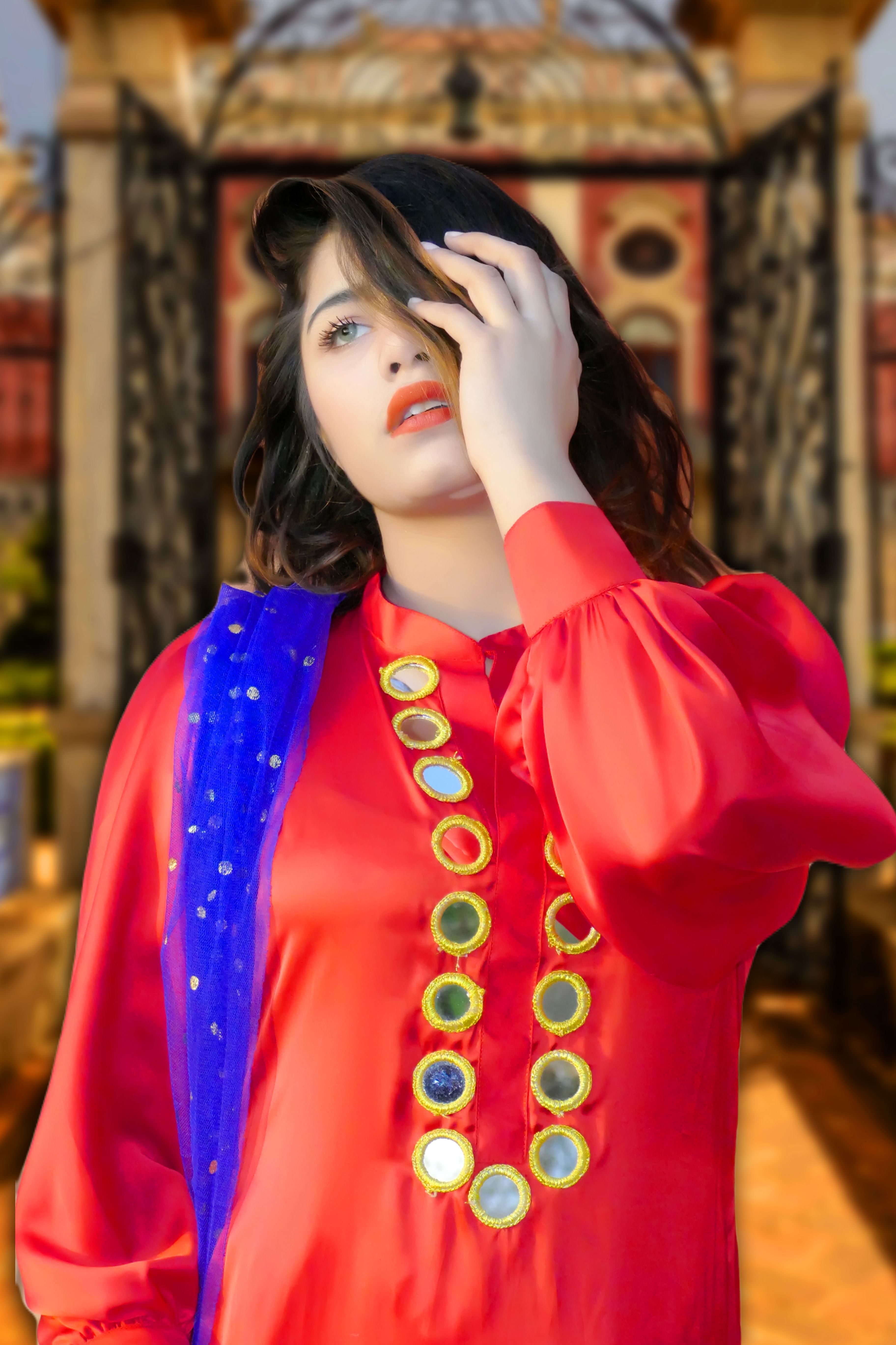open lace back dress Pakistani Actress Dur-e-Fishan Saleem Maroon Color Velvet Dress For Sangeet main image 0