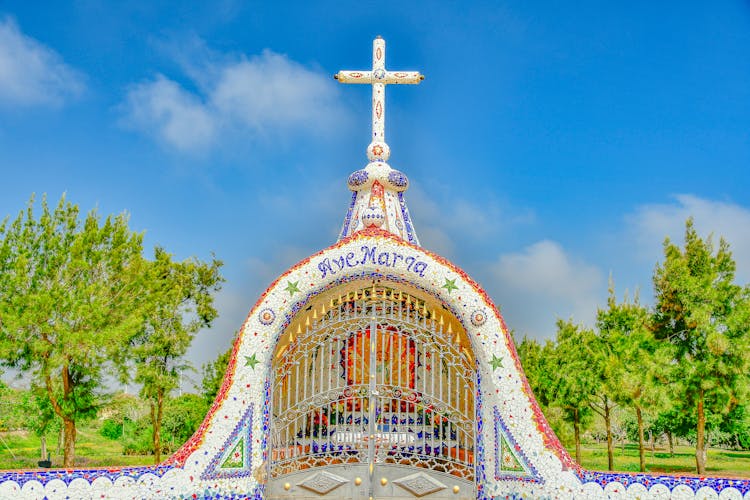 Colorful Shrine Protected By Gate