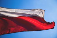 Polish Flag Rippling in the Wind