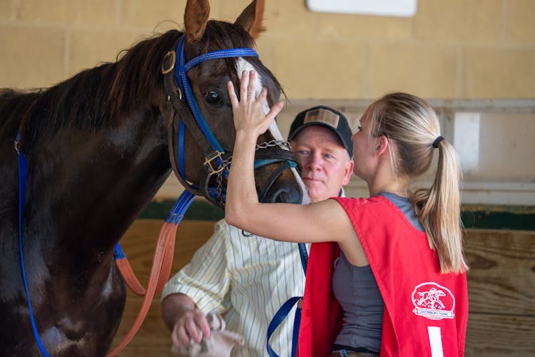 Woman Holding A Horse