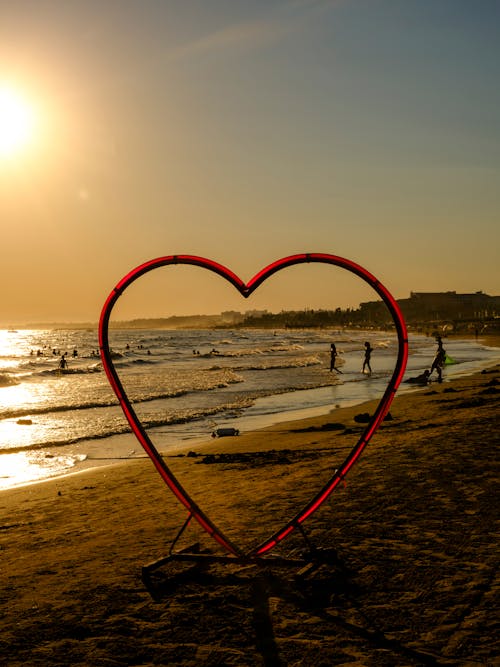 Heart Shape Decoration on Beach Shore