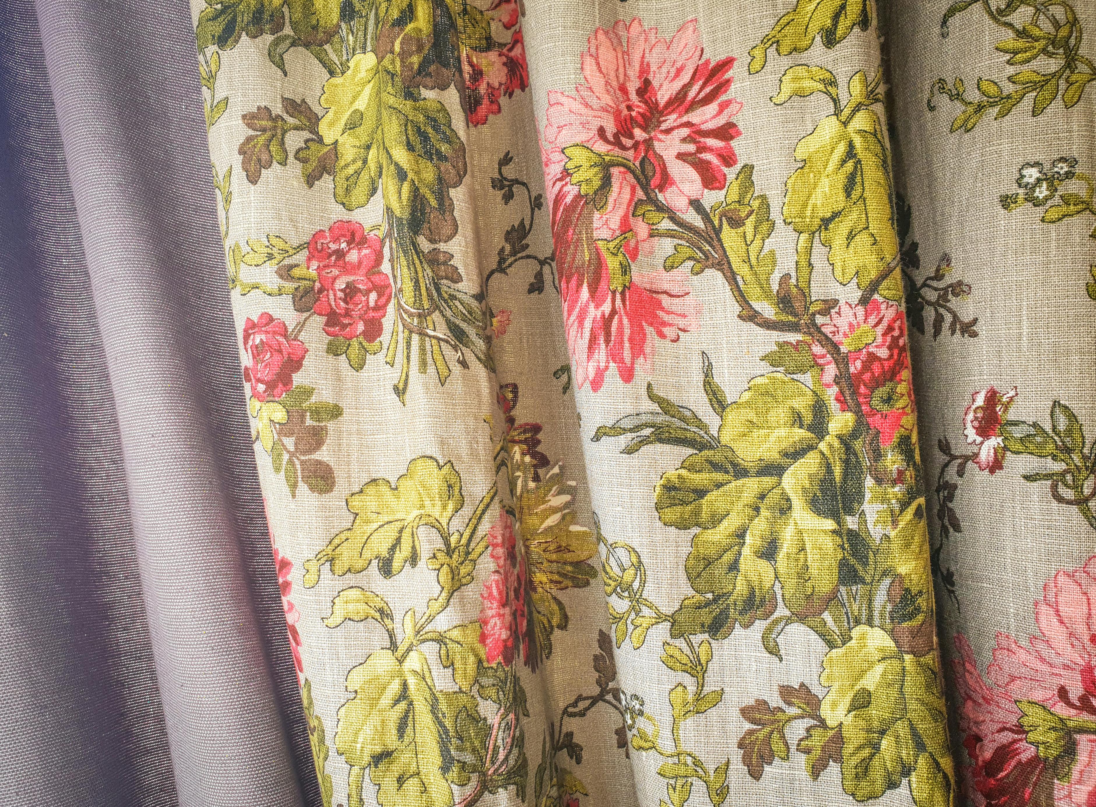 Free stock photo of curtains, fabric, flowers
