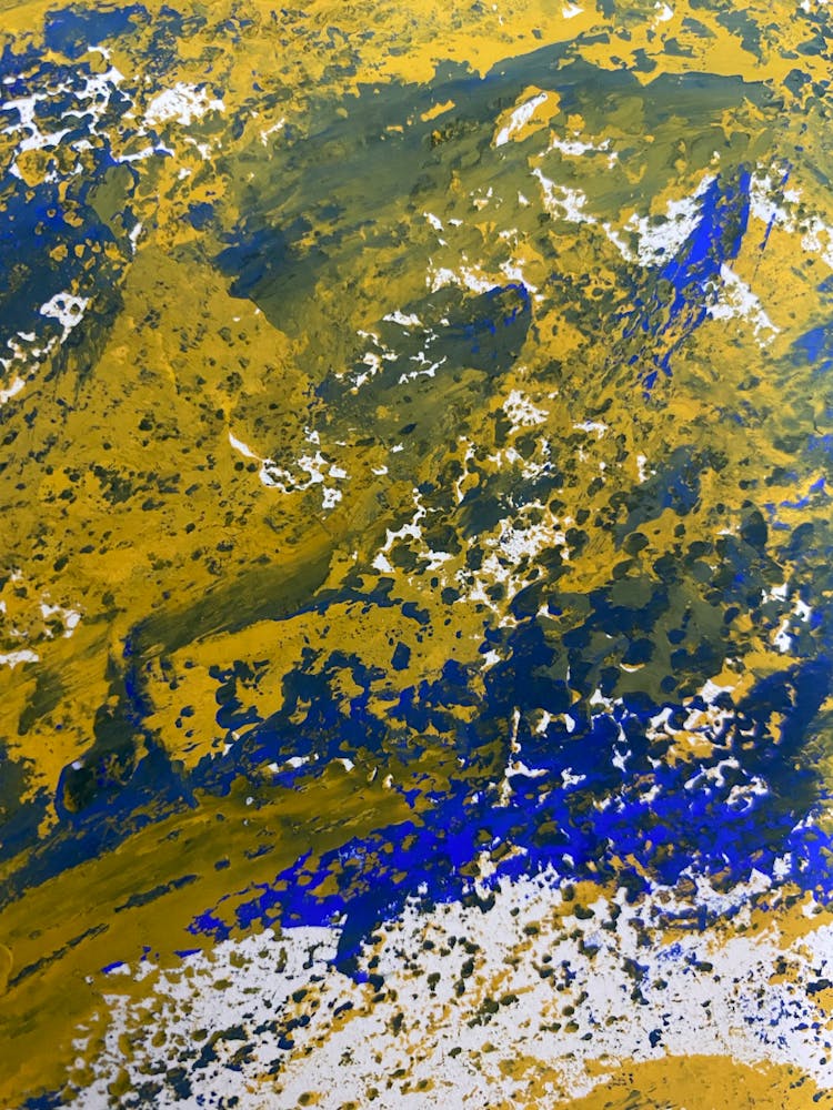 Yellow And Blue Painting With Splashes