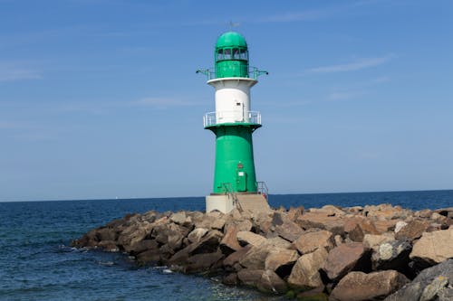 Free stock photo of blue sky, germany, green lighthouse