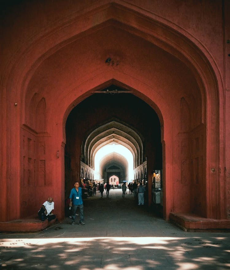 Arched Gateway Of The Red Fort Fortress In Delhi India