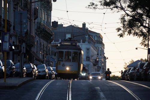 Tram Traveling the Street