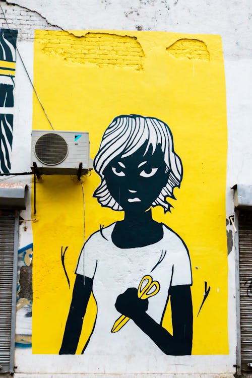Seni Grafis Wanita Putih Dan Kuning