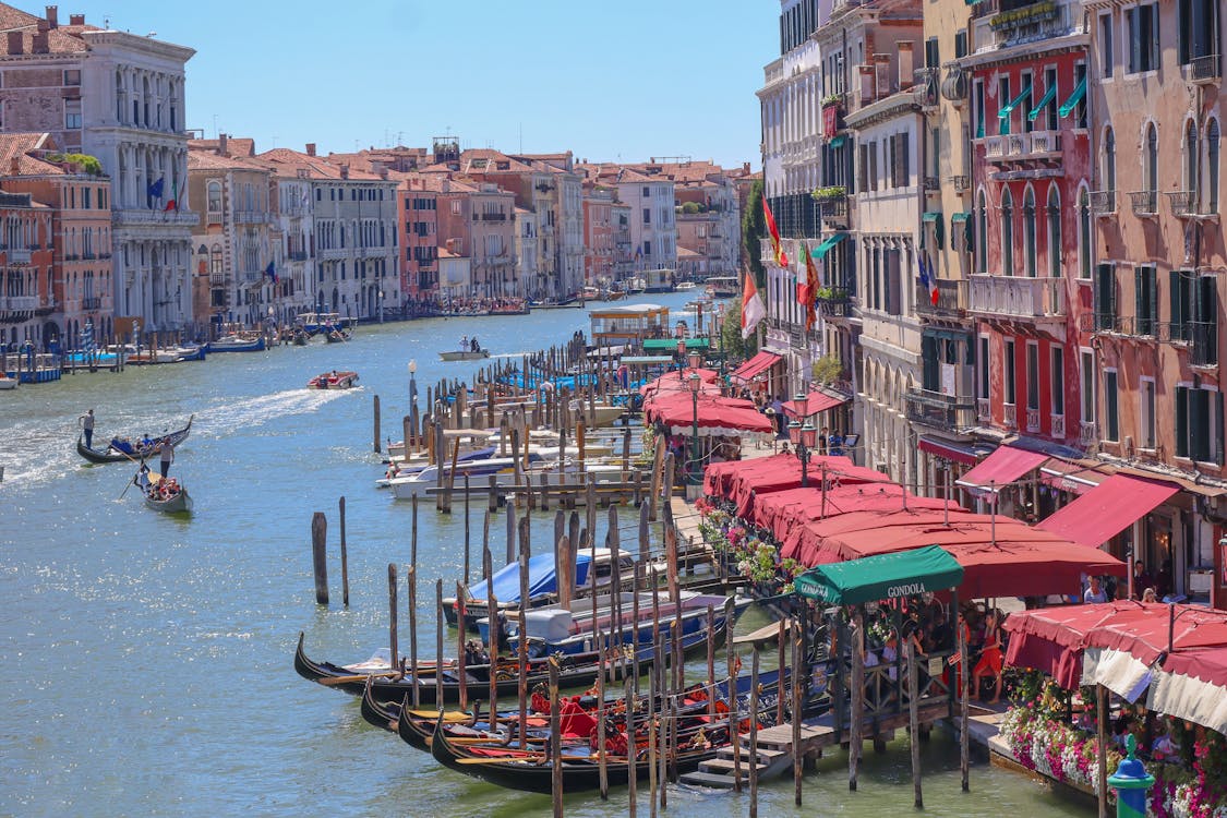 Gondolas on Water in Venice, France