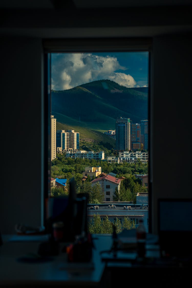 View Of A City From A Window