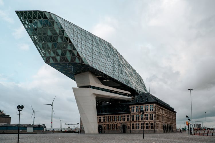 Modern Glass Building On City Square 