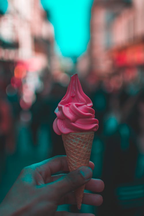 Free Person Holding Strawberry Ice Cream Stock Photo