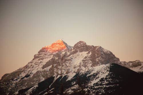 Mountain Top Lit by Sunlight