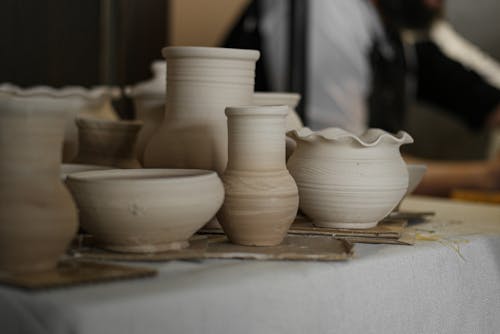 Raw Clay Vases and Bowls