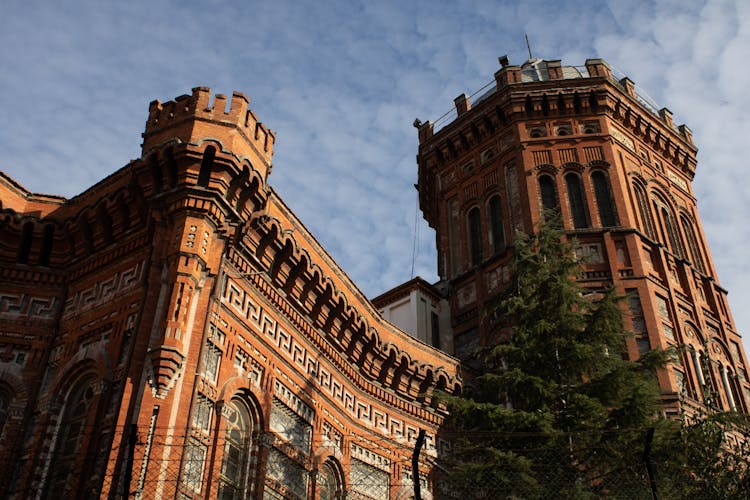 High School Building With Arched Windows