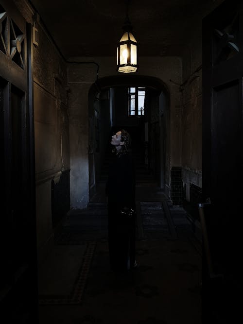 Foto profissional grátis de de pé, entrada, escuro