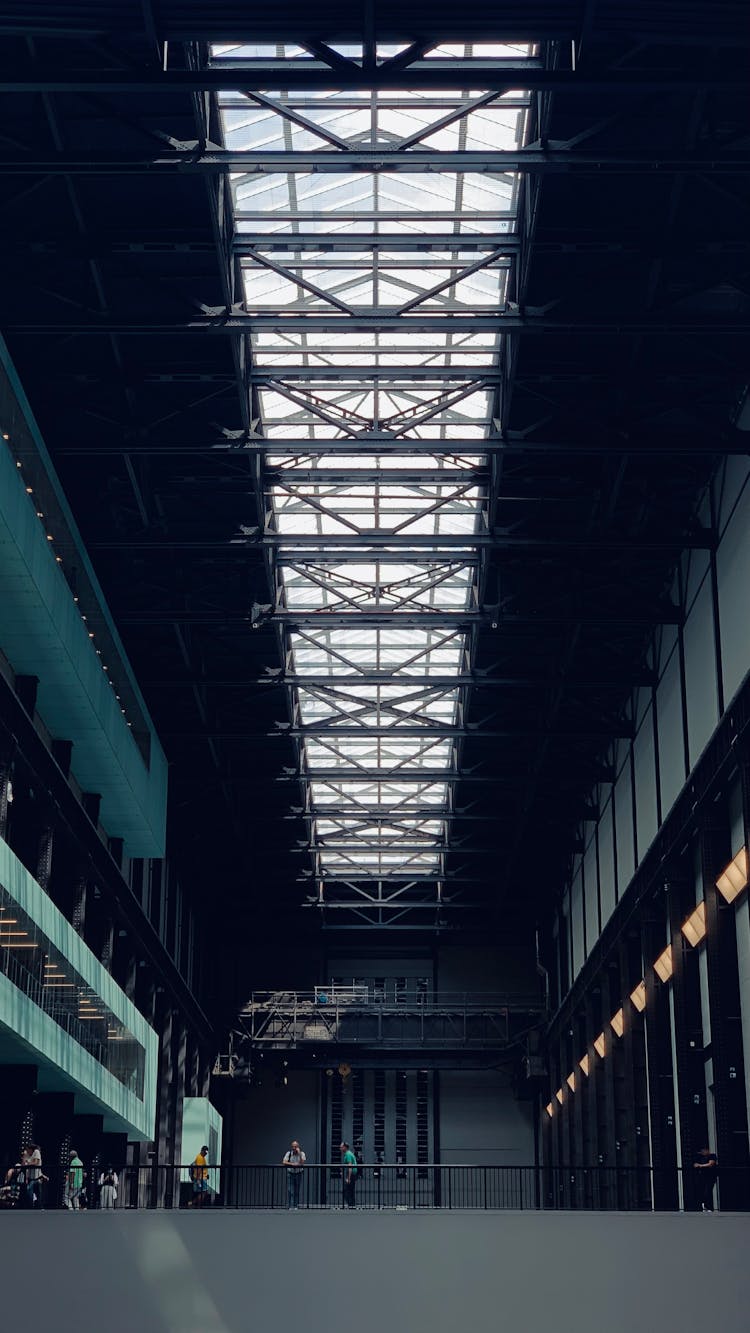 People In Hall With Windows On Ceiling