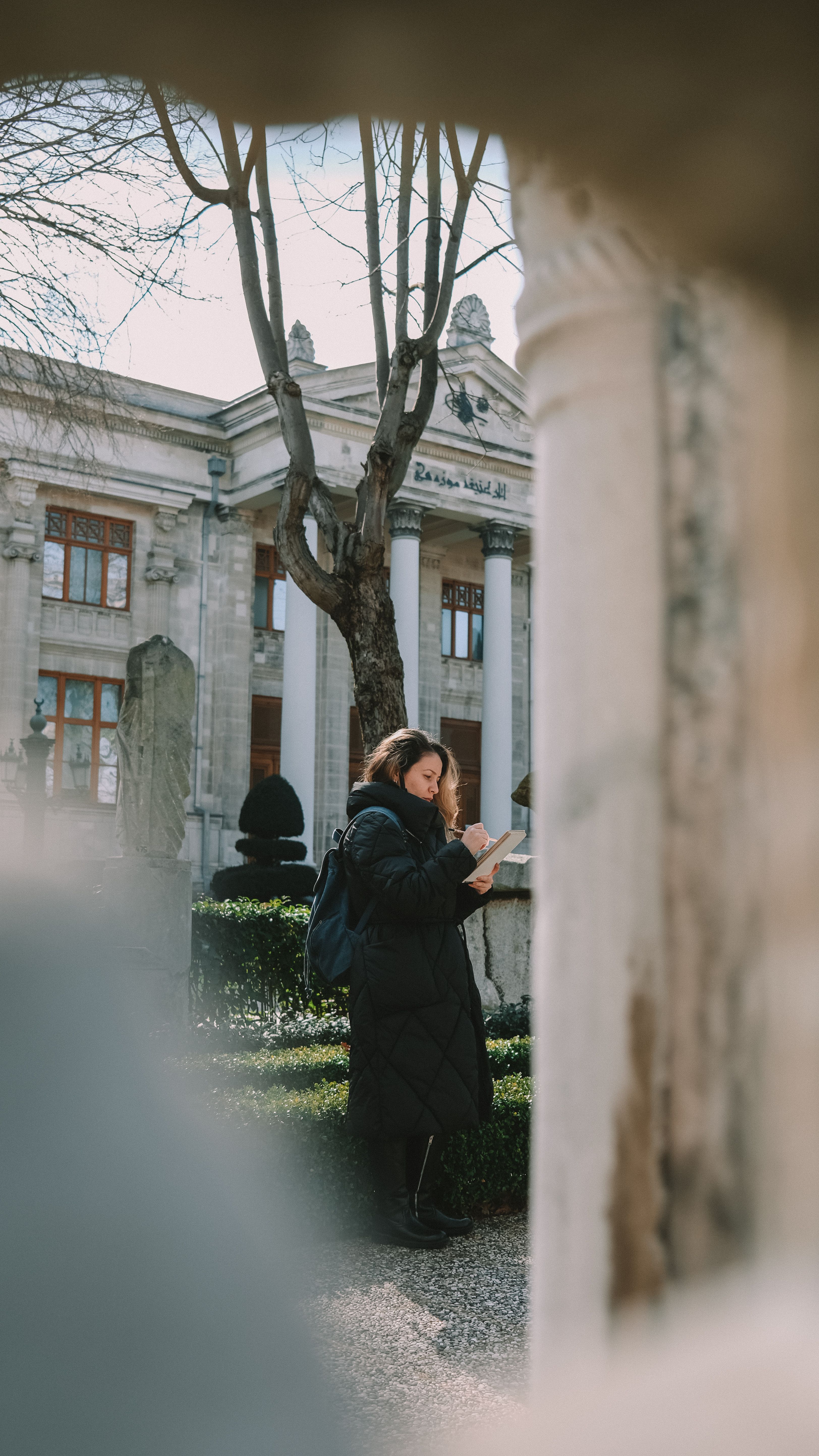 Woman in Black Coat Standing Near Bare Tree · Free Stock Photo