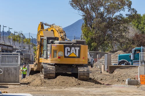 An Excavator in a Construction Site