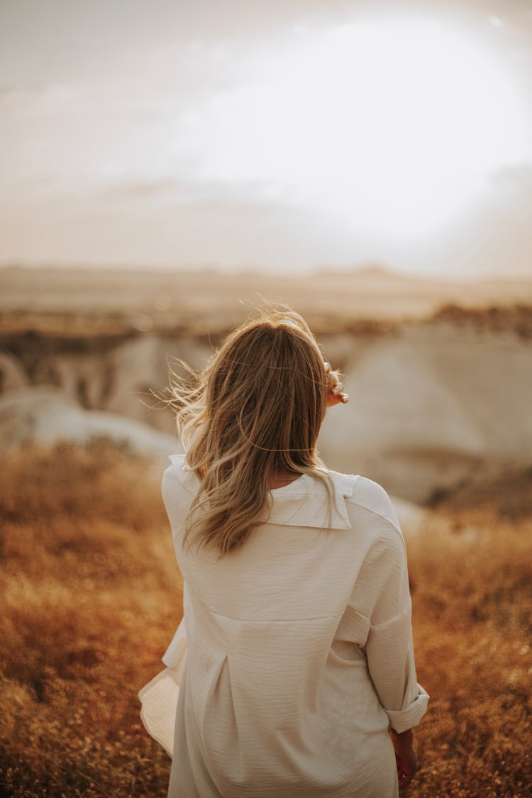 Blond Woman In Shirt