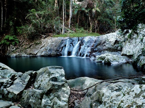 Kostenlos Nahaufnahmefoto Von Kleinen Wasserfällen Stock-Foto