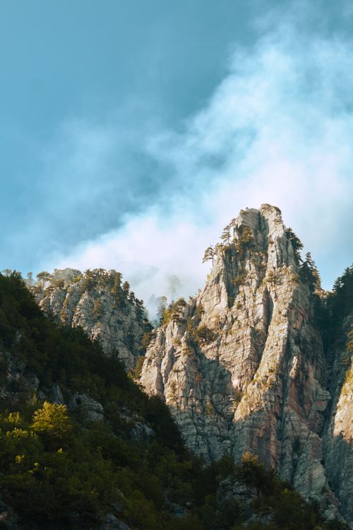 Free Rugged mountain peaks in Theth, Albania, under a bright summer sky. Stock Photo