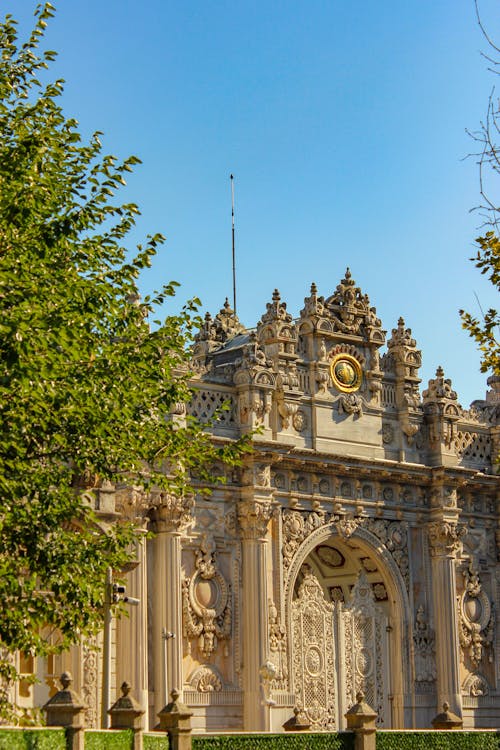 Clear Sky over Temple Building