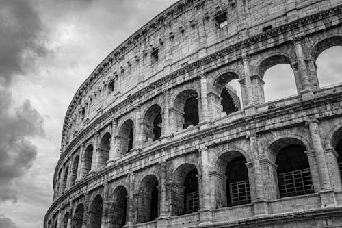 Grayscale Photo of a Concrete Building