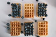 Six Baked Waffles and Blueberries