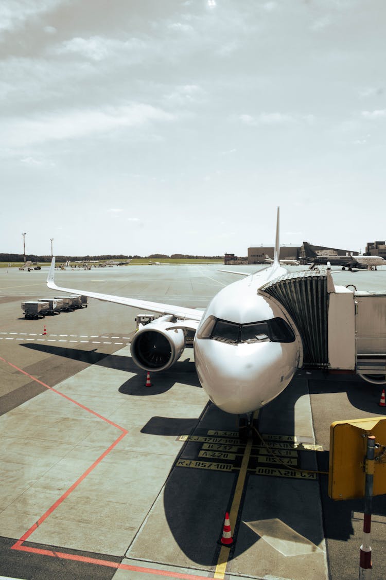 Airplane Parked At The Airport Apron