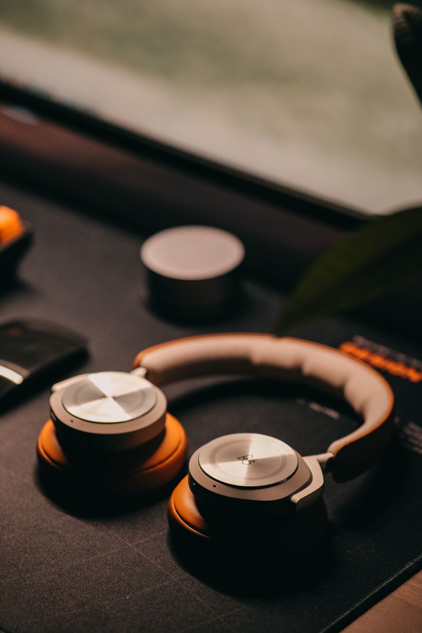 headphones on desk
