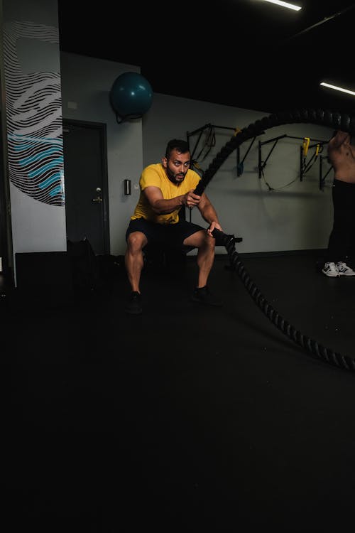 A Man using a Rope while Doing an Exercise