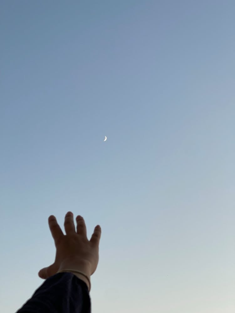 A Person's Hand Reaching For The Sky