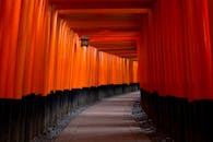 探索日本京都伏见稻荷神社的标志性鸟居大门