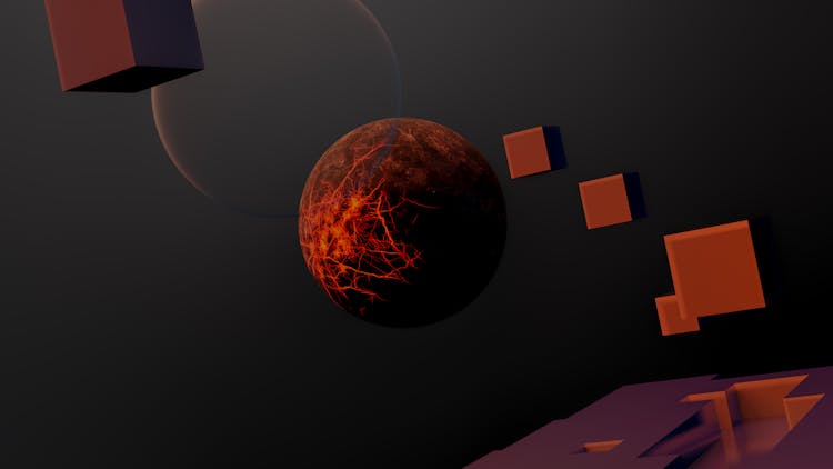 3D Rendering Of Blocks And A Sphere