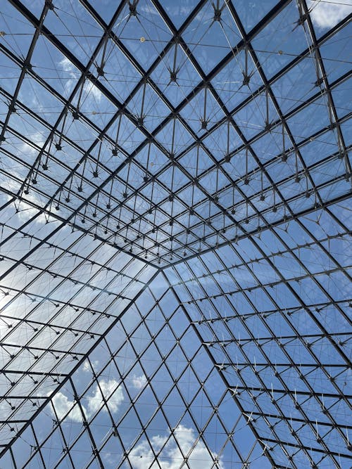 Geometric Shapes in the Ceiling of the Glass Pyramid at the Louvre Museum