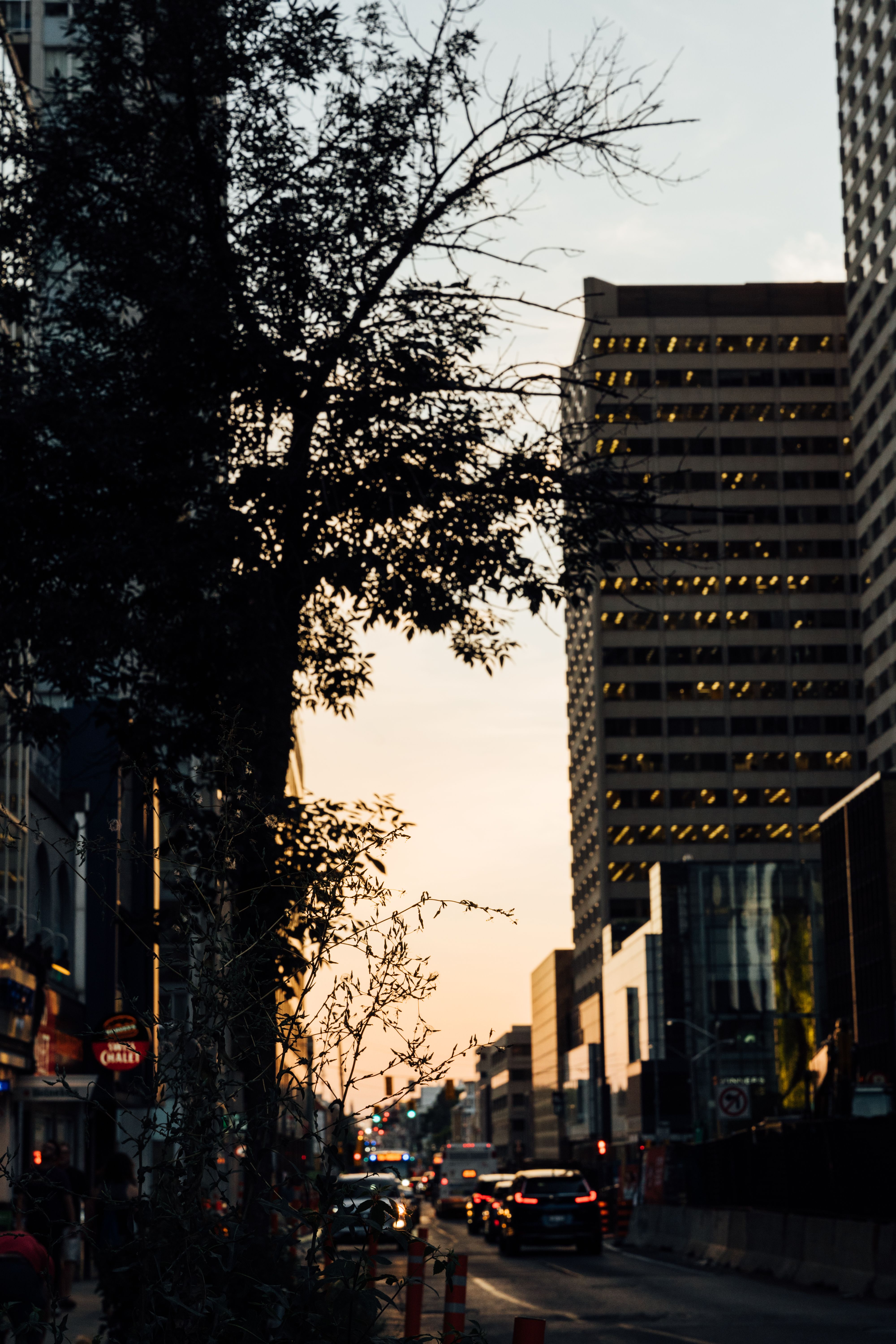 A Street in a City at Dusk · Free Stock Photo