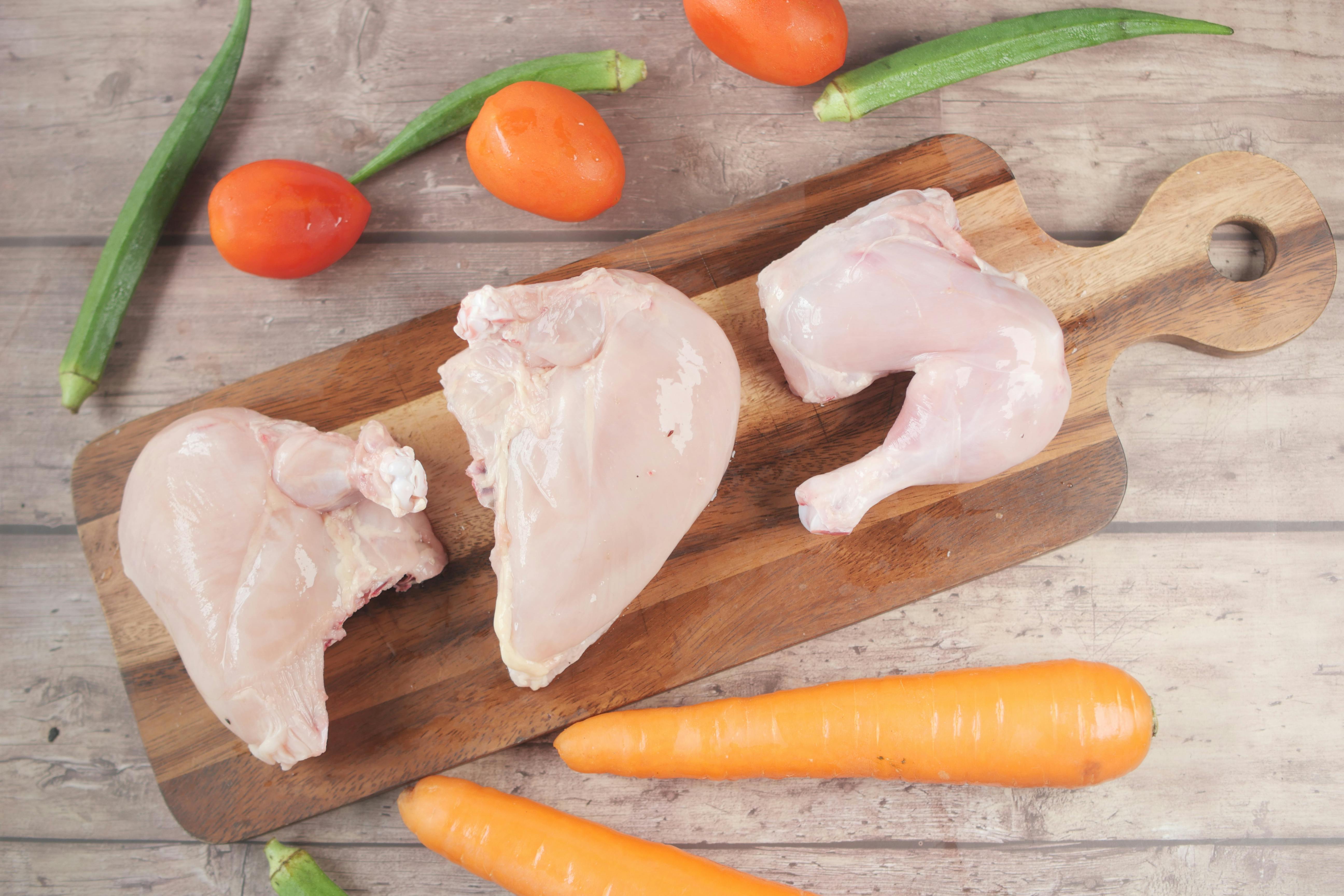 Roasted Chicken On Wooden Cutting Board Stock Photo, Picture and Royalty  Free Image. Image 46728169.