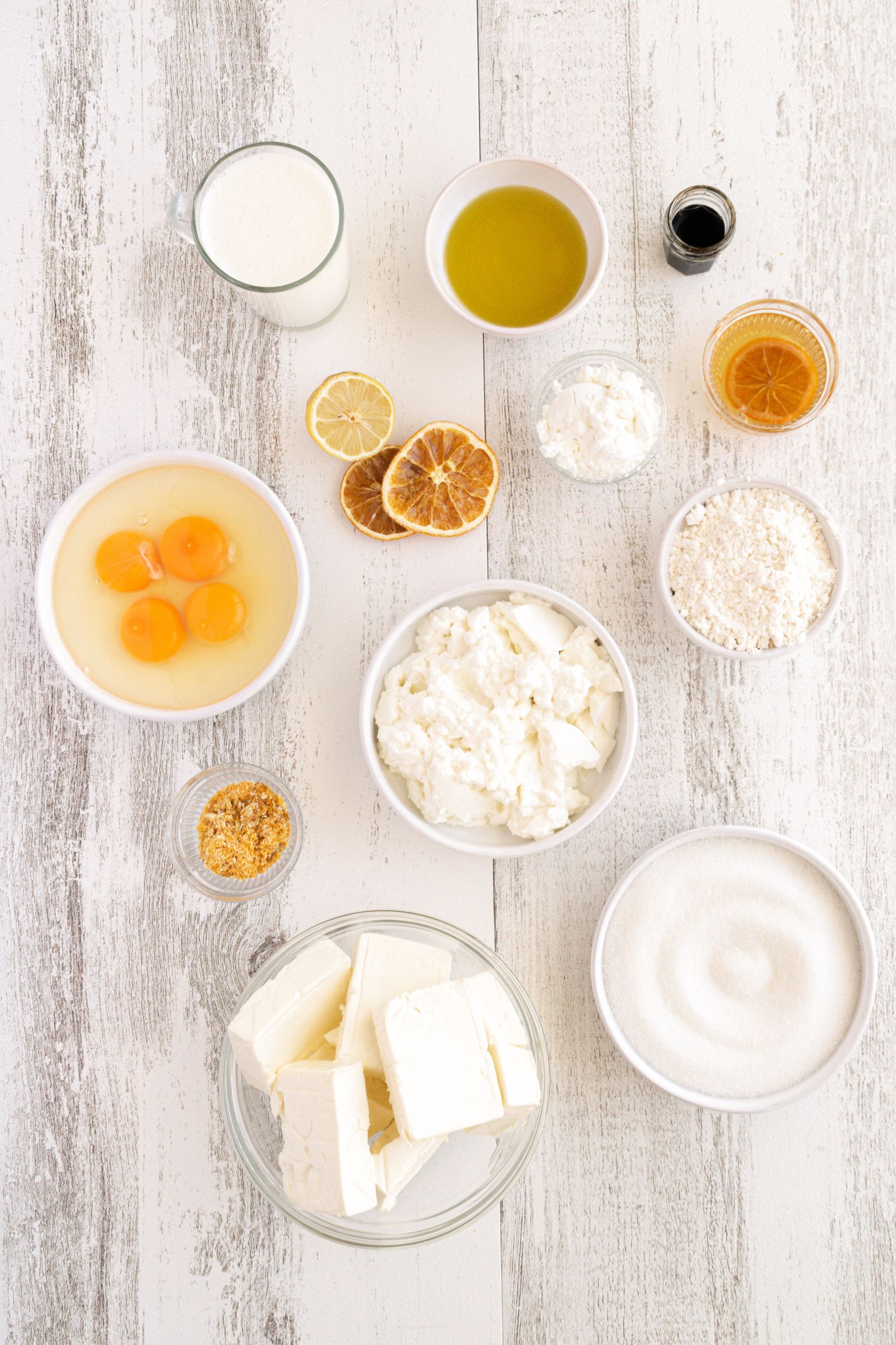Butter with flour eggs and other baking ingredients ready to measure