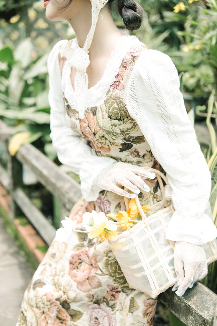 Woman With Colorful Clothes And Bag