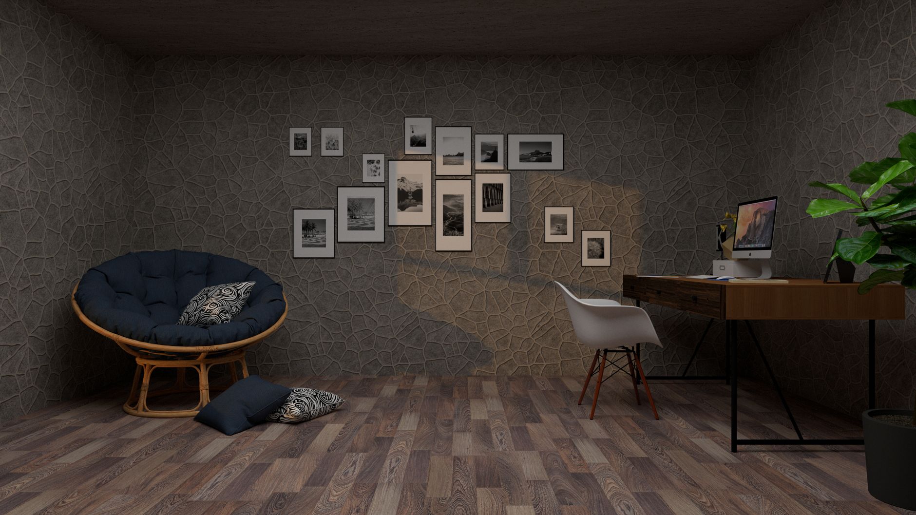 Home decor interior product warm office setting for the model lifestyle video ad output