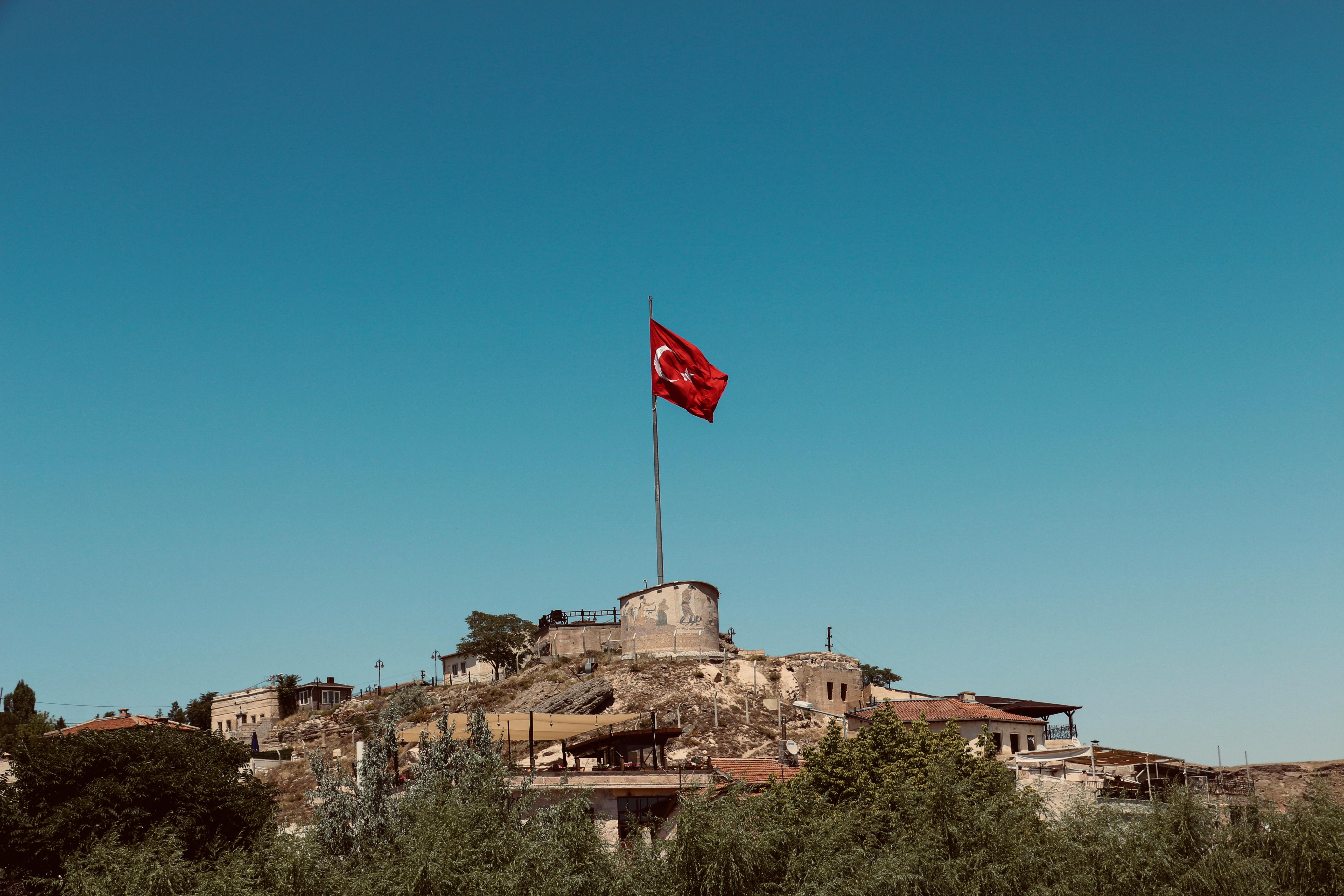 Flag of Turkey on Flagpole Under Blue Sky · Free Stock Photo