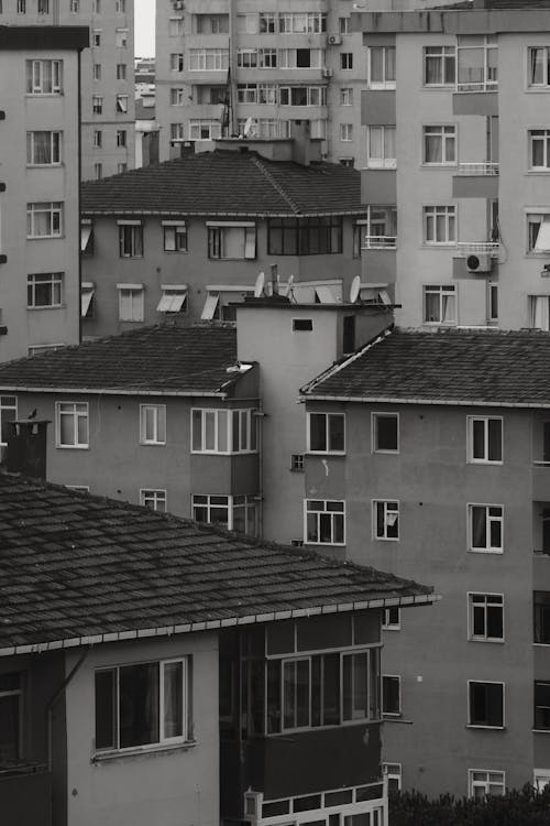 Základová fotografie zdarma na téma apartmán, budovy, černobílý