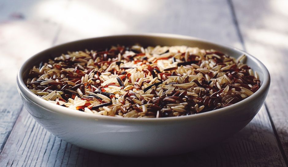 black rice grains bowl