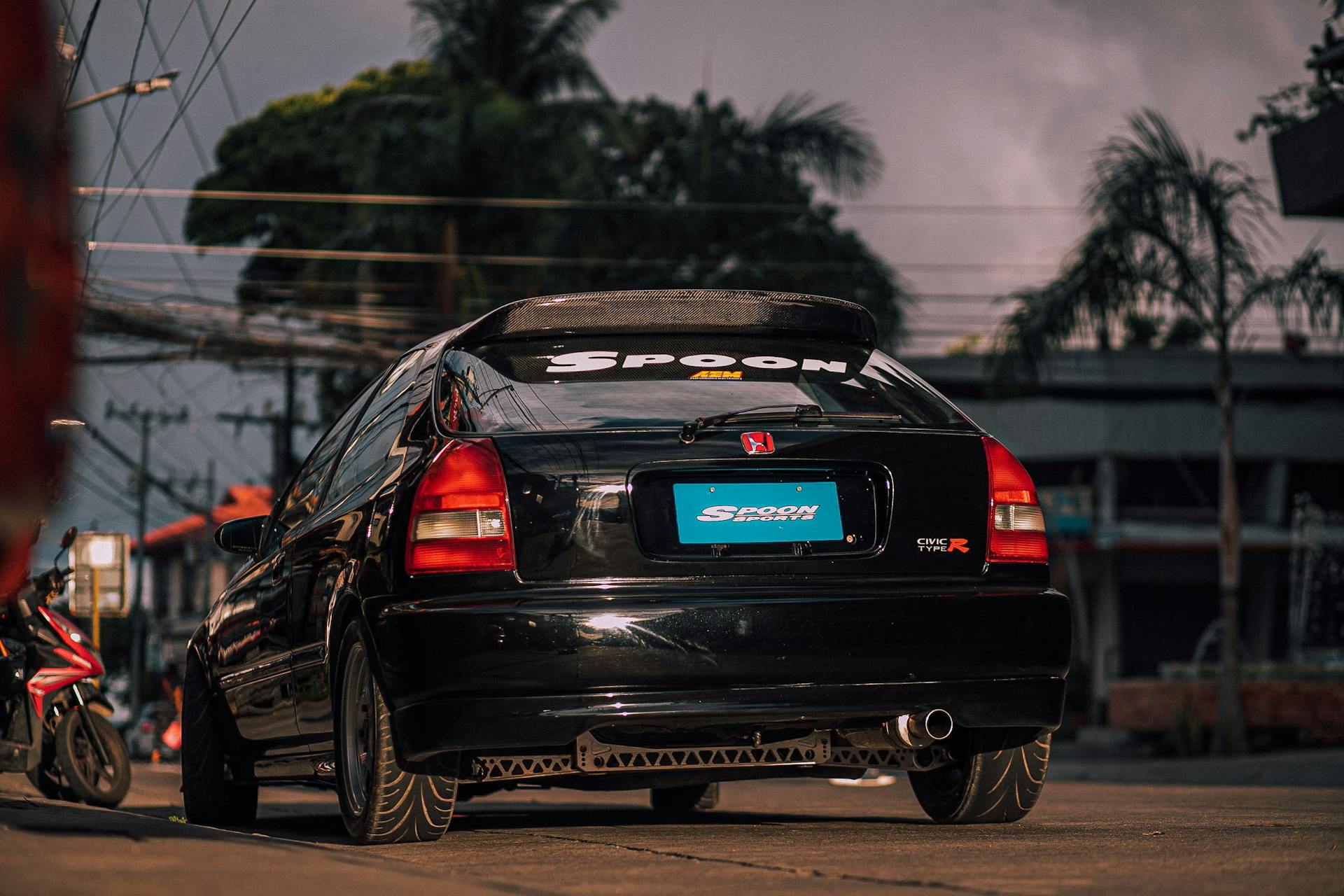 Black Honda Hatchback on the Road